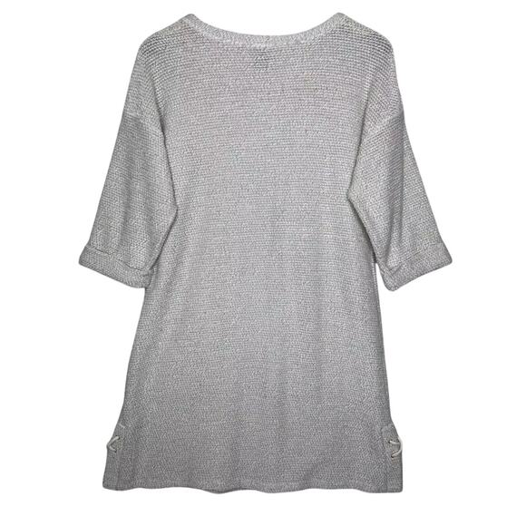 Robert Lewis Size Medium Ivory Chunky Knit Swim Cover Dress Beach Lace Up Sides - Picture 2 of 8